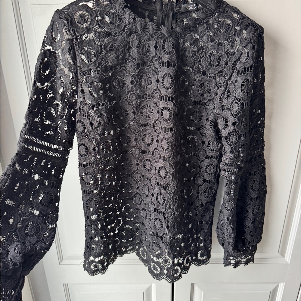 Chic Black Lace Women's Blouse
